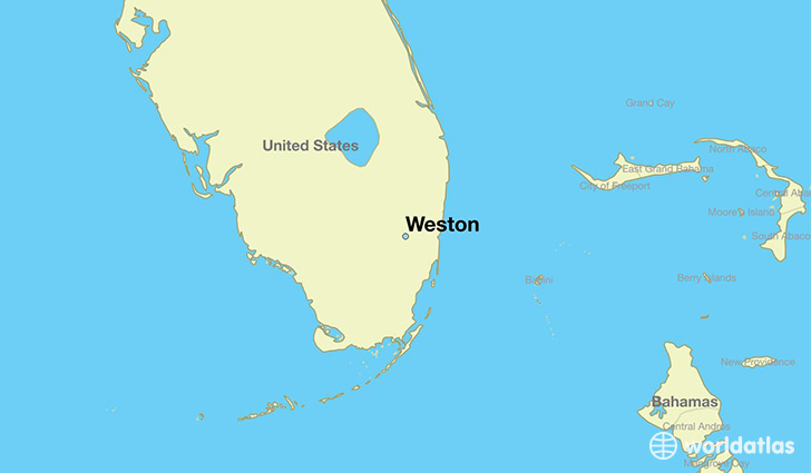 map showing the location of Weston