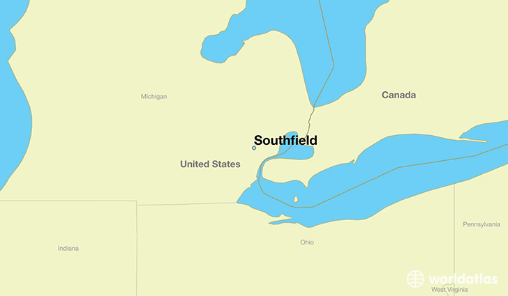 map showing the location of Southfield