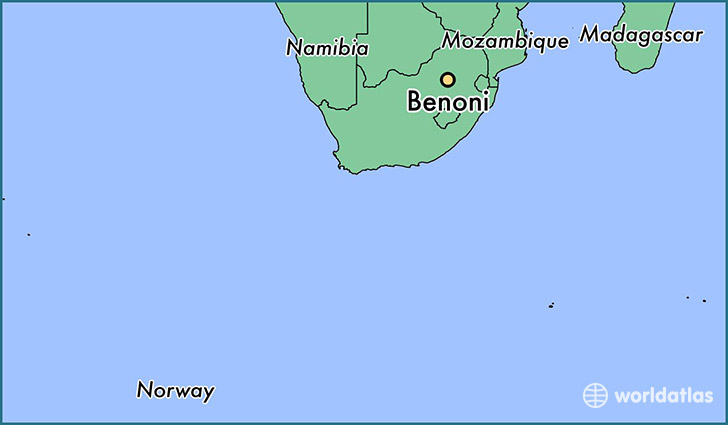 map showing the location of Benoni