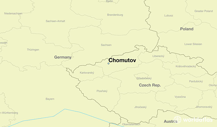 map showing the location of Chomutov