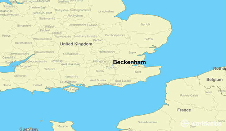 map showing the location of Beckenham