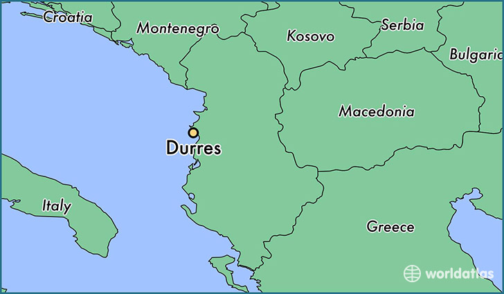 map showing the location of Durres