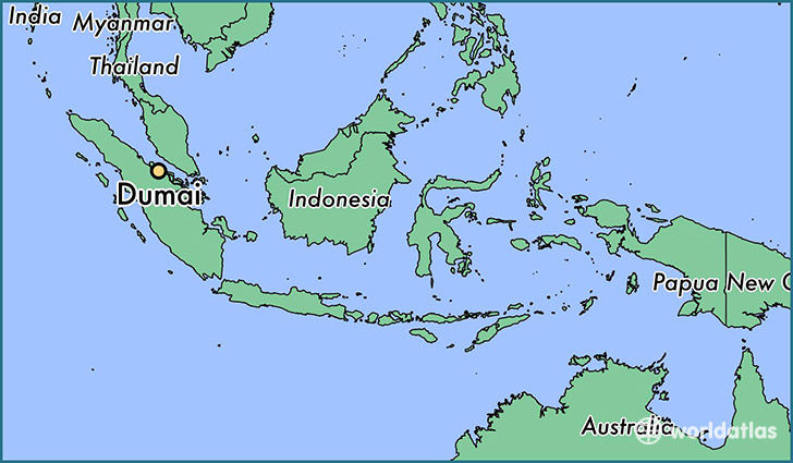 map showing the location of Dumai