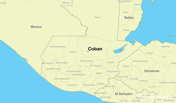 map showing the location of Coban