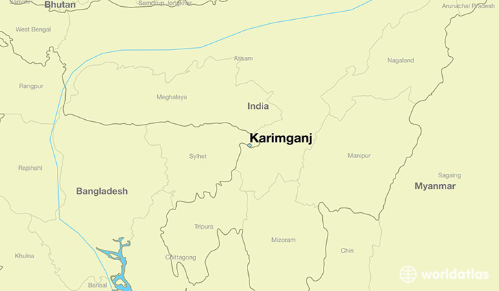 map showing the location of Karimganj