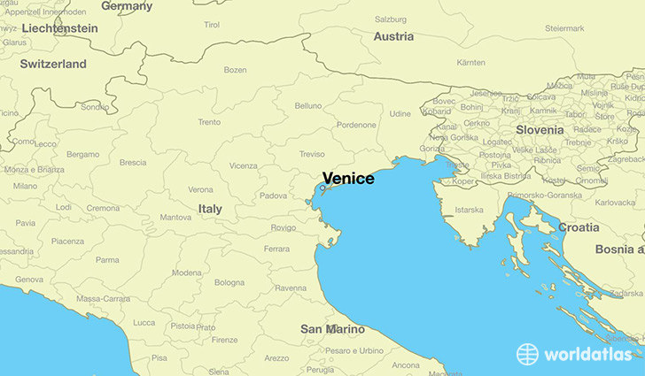 map showing the location of Venice