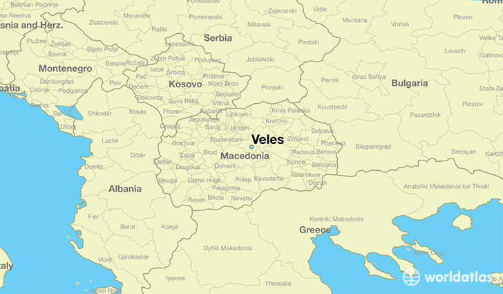 map showing the location of Veles
