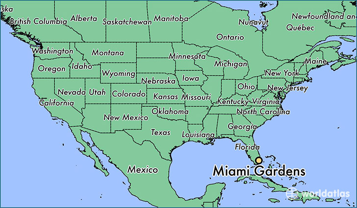 map showing the location of Miami Gardens