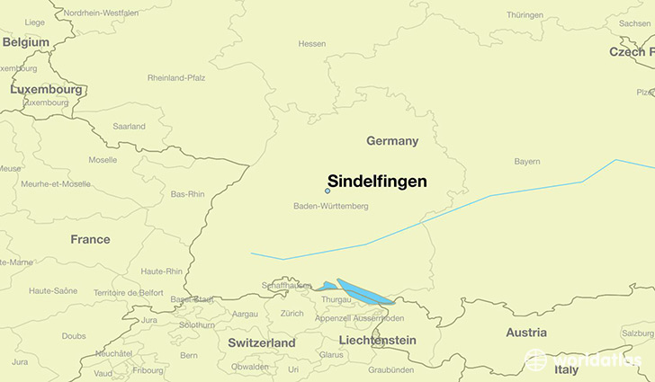 map showing the location of Sindelfingen
