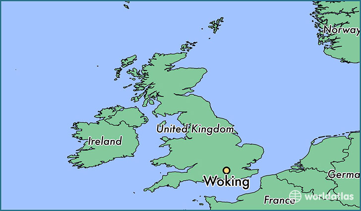 map showing the location of Woking