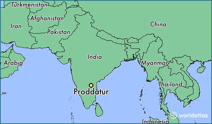 map showing the location of Proddatur
