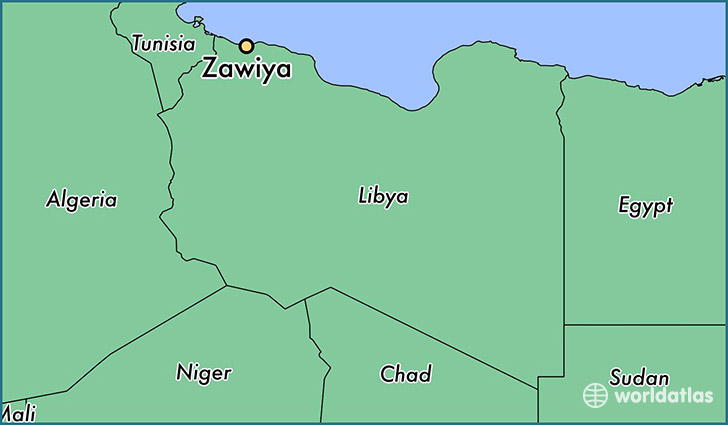 map showing the location of Zawiya