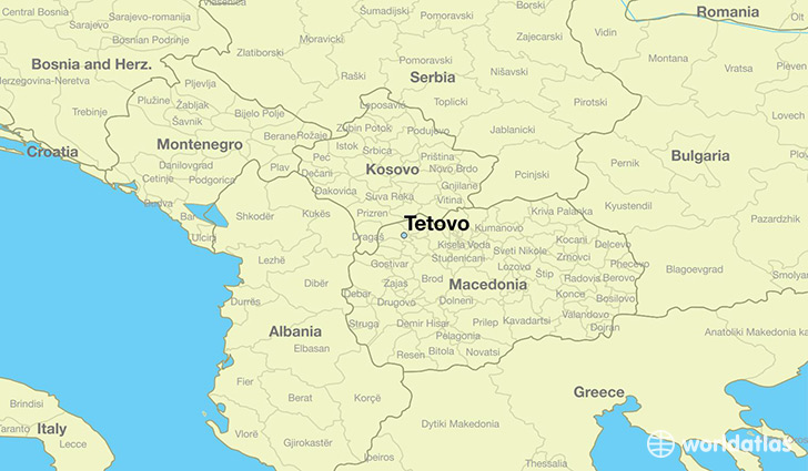 map showing the location of Tetovo
