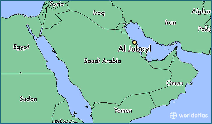 map showing the location of Al Jubayl