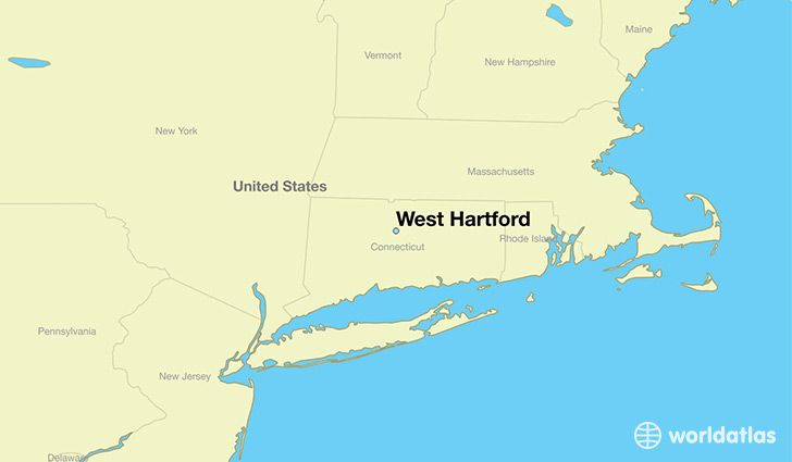 map showing the location of West Hartford
