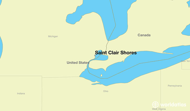 map showing the location of Saint Clair Shores