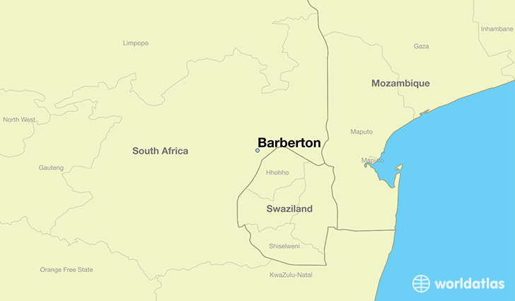 map showing the location of Barberton