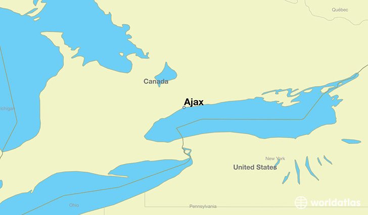 map showing the location of Ajax