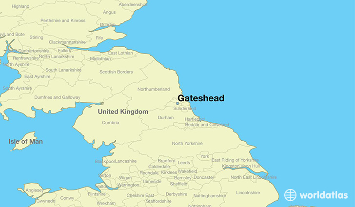 map showing the location of Gateshead