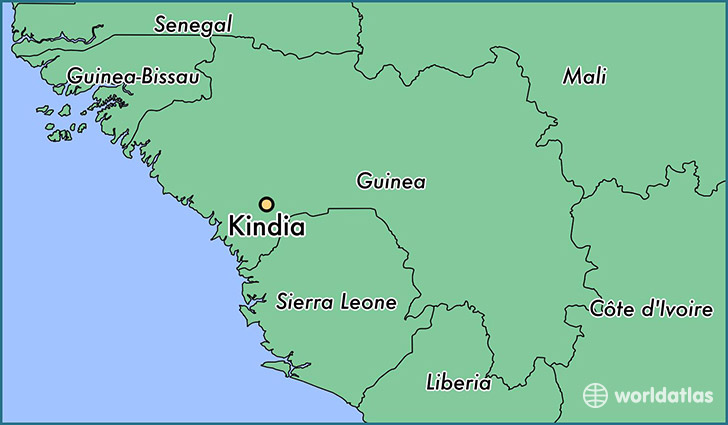 map showing the location of Kindia