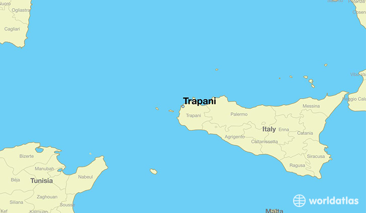 map showing the location of Trapani