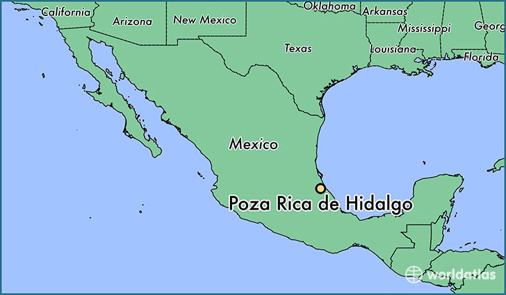 map showing the location of Poza Rica de Hidalgo