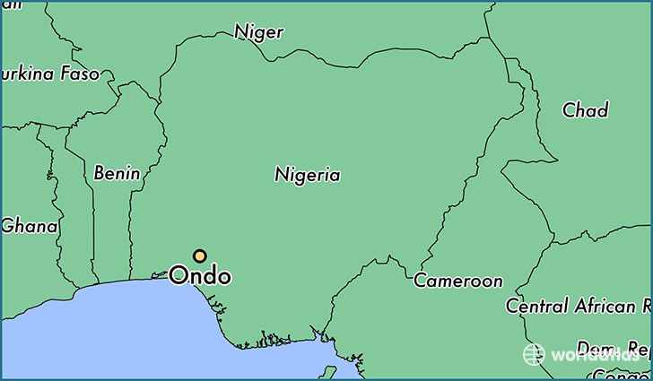 map showing the location of Ondo