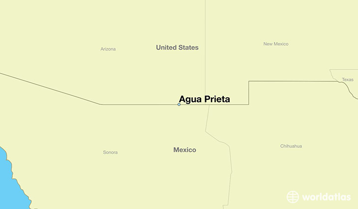 map showing the location of Agua Prieta