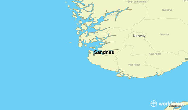 map showing the location of Sandnes