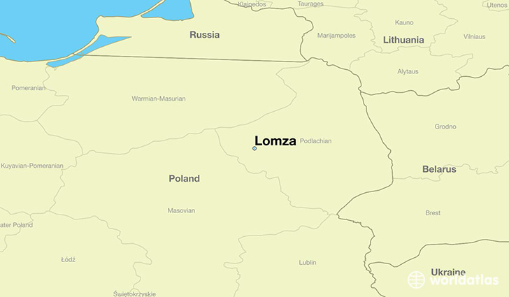 map showing the location of Lomza