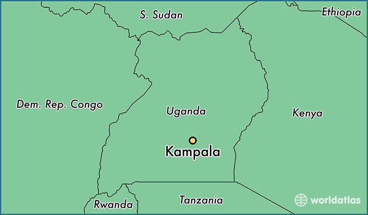 map showing the location of Kampala
