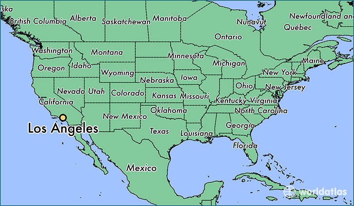 map showing the location of Los Angeles