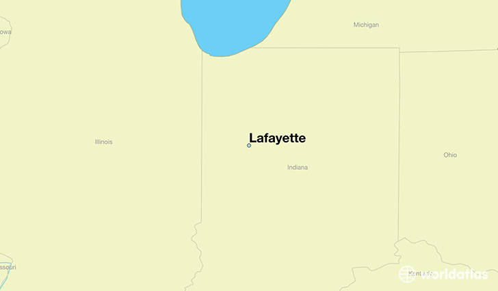 map showing the location of Lafayette