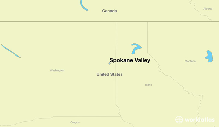 map showing the location of Spokane Valley