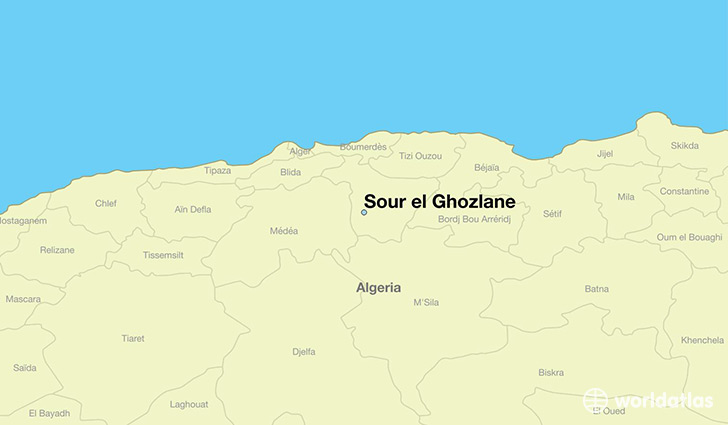 map showing the location of Sour el Ghozlane
