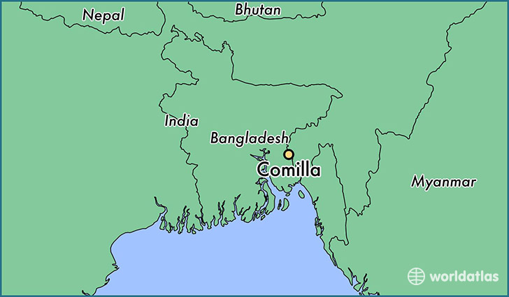 map showing the location of Comilla