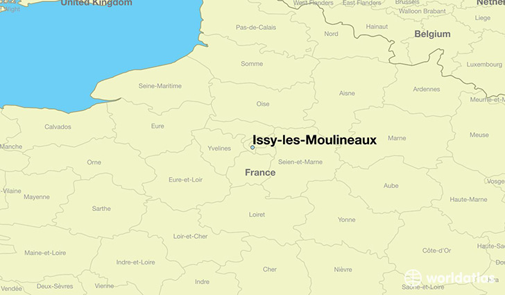 map showing the location of Issy-les-Moulineaux