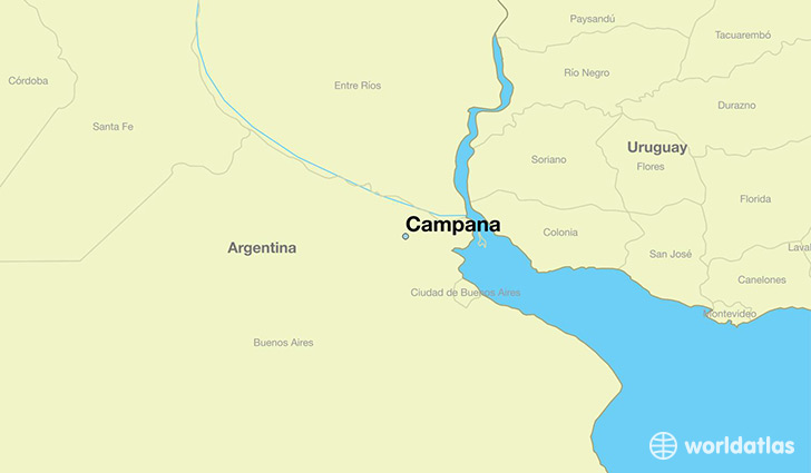 map showing the location of Campana