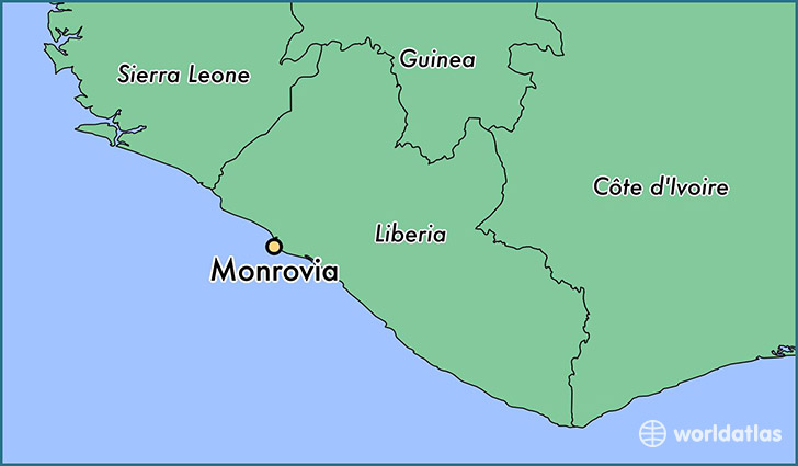 map showing the location of Monrovia