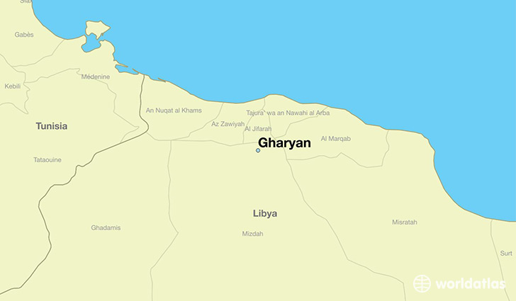 map showing the location of Gharyan