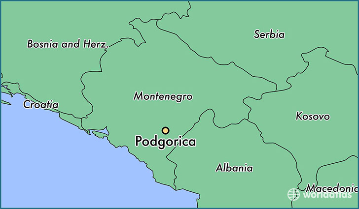 map showing the location of Podgorica