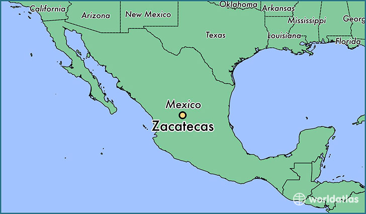 map showing the location of Zacatecas