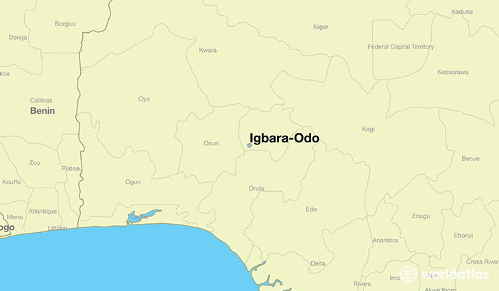 map showing the location of Igbara-Odo