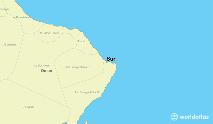 map showing the location of Sur
