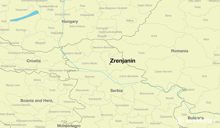 map showing the location of Zrenjanin