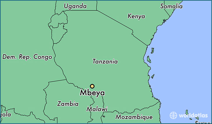 map showing the location of Mbeya