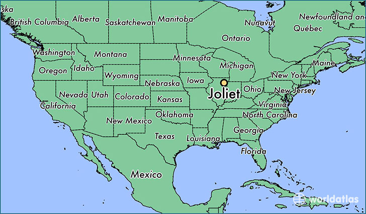 map showing the location of Joliet