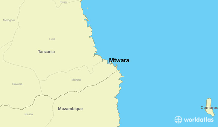 map showing the location of Mtwara