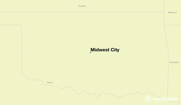 map showing the location of Midwest City