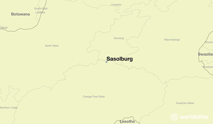 map showing the location of Sasolburg